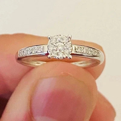 2.2 Ct Round Cut Simulated Diamond Women Wedding Band Ring 14k White Gold Plated - Image 1 of 4