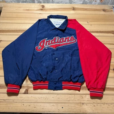 Vintage 90s Cleveland Indians MLB Windbreaker Baseball Jacket Size - Size Medium - Image 1 of 4