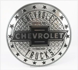 Edicola B24Rd27 Accessories - Metal Round Plate - Chevrolet Trucks - Silver Blac - Picture 1 of 1