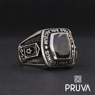 ANELLO PERSONALIZZATO IN ARGENTO STERLING 925K PLACCATO ARGENTO RELIGIONE... - Immagine 1 di 4