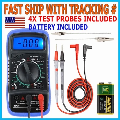 Digital Multimeter AC DC Voltmeter Ammeter Ohmmeter Volt Tester Meter 4 Probes - Image 1 of 4