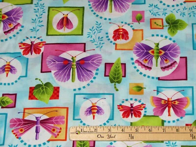 Butterfly  Claire de Lune Light Aqua Fabric by the (continuous) 1/2 Yard  #Y0428 - Image 1 of 2