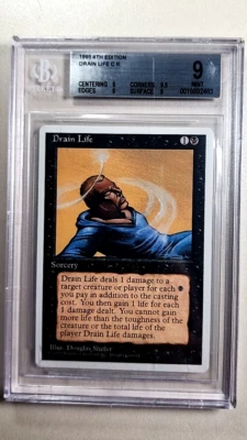 1995 MtG Magic the Gathering 4th Fourth Edition Drain Life BGS 9 *None Higher* - Image 1 of 4