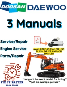 DOOSAN-DAEWOO DX255LC CRAWLER EXCAVATOR SERVICE ENGINE PARTS MANUAL PDF USB - Picture 1 of 5