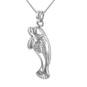 Sterlingsilber MANATEE Anhänger/Charm, Made in USA, italienische Box Kette - Bild 1 von 8