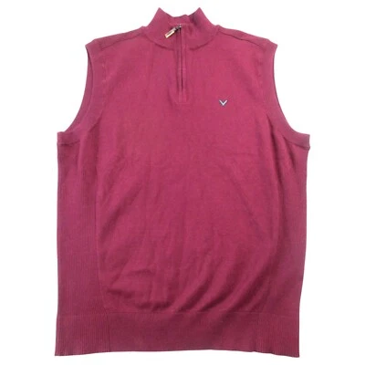 Callaway Golf Sweater Vest Mens Medium Burgundy Knitted Sleeveless Quarter Zip - Image 1 of 4