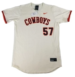 NEW - NWT Nike OKLAHOMA STATE COWBOYS Vapor Premier Baseball Jersey Mens L IVORY - Picture 1 of 15