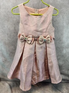 Rare Editions Girls Holiday Dress Dusty Pink Gold Iridescent Size 4T EUC - Picture 1 of 6