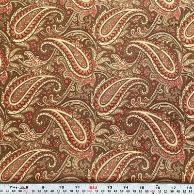 Gentry for Moda Red Brown Paisley Cotton Fabric by the HALF YARD 18" x 44" - Image 1 of 2