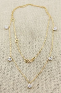 18k Yellow Gold 0.50ct Diamond Chain Necklace 17" - Picture 1 of 8