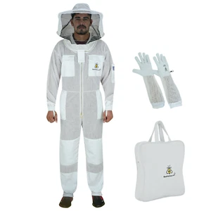 Traje de abeja apicultura malla ventilada velo redondo y guantes apicultor - 4XL - Imagen 1 de 7