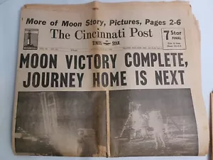Historische Vintage seltene Cincinnati Post Zeitungen 21. Juli 24. Juli 1969 Mondlandung - Bild 1 von 2