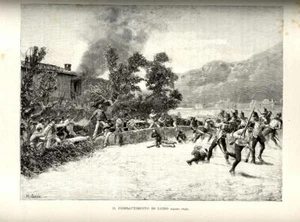 1884 Stampa Antica = GARIBALDI COMBATTE A LUINO 1848 = Risorgimento = Old Print - Picture 1 of 1