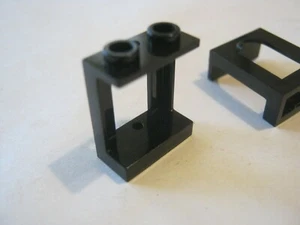 Lego Lot 2 Black 1x2x2 Rounded Top Castle Window Frame Only, 90195 (028-87) - Picture 1 of 1