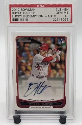 Bryce Harper 2012 Bowman Lucky Redemption controle remoto automático 11/100 PSA 10 - Imagem 1 de 2