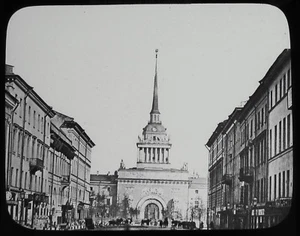Linterna mágica de vidrio diapositiva edificio del almirantazgo de San Petersburgo foto c1890 rusia - Imagen 1 de 2
