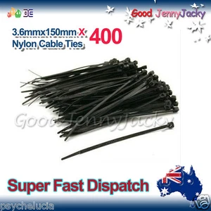400 x Black Nylon Cable Ties 3.6mmX 150mm (4 x150mm) Free Postage - Bild 1 von 1