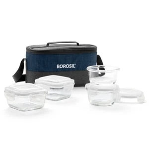 Juego de 4 Fiambreras de Vidrio 320 ml 240 ml Unisex Fiambrera para Oficina con Bolsa - Imagen 1 de 10