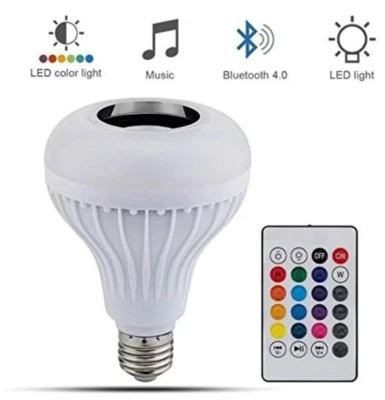 Bluetooth Smart LED Light Bulb E27 Speaker Music RGB Color Remote Control Lamp 1 - Image 1 of 4