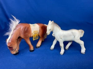 Vintage Japan Porcelain Horse Figurines Lot Of 2 Brown Horse Gray Foal - Picture 1 of 13