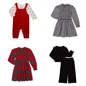 4 Outfits New Girls Dresses And 2 Piece Outfits winter 12 months - Picture 1 of 7