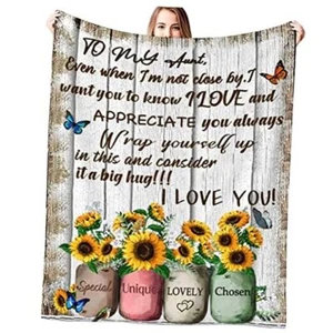 Best Aunt Ever Gifts Blanket Aunt Gifts from Niece Nephew Throw 80"x60" Color 3 - Picture 1 of 8