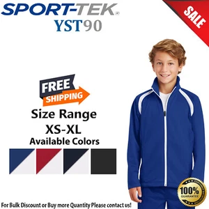 Sport-Tek Youth Long Sleeve Tricot Track Full Zip Jacket With Pockets YST90 - Picture 1 of 6
