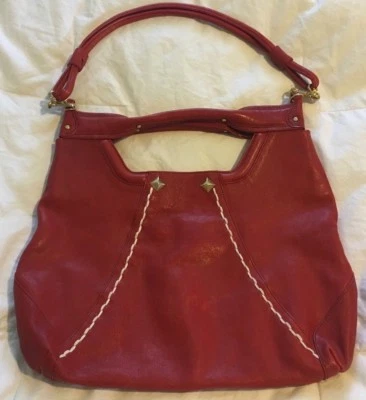 Bolso de Mano TRE VERO Rojo Cuero Delgado Cartera Convertible Bolso con Asa Superior-Casi Como Nuevo Foto 1 de 4