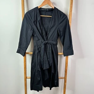 Zara Shirt Dress Womens Extra Small Black Long Sleeve Belted Cotton Blend - Picture 1 of 9