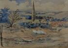 SALISBURY CATHEDRAL FROM HARNHAM WOOD Victorian Watercolour Painting 1859