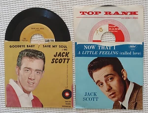 JACK SCOTT Chantones CARLTON • TOP RANK • CAPITOL Mixed 45 Sleeve Lot Rockabilly - Picture 1 of 2