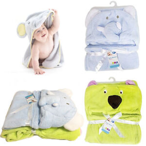 Baby Fleece Blanket Hoody Soft Infant Newborn Unisex Bath Cosy Snug Wrap Swaddle