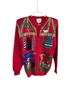 Suéter Cárdigan Navidad Tejido Susan Bristol 1995 De Colección Para Mujer Granny Core S - Imagen 1 de 7