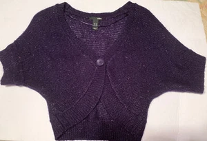 EUC H&M Ladies Purple Glitter Mohair Knitted Bolero Shrug Cardigan Top Size XS - Picture 1 of 8