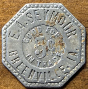 Greenville, Iowa IA E. A. Seymour Bueno para Ficha de Comercio de 5¢ - Imagen 1 de 4