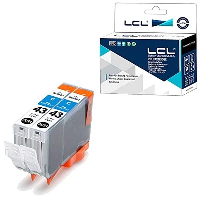 LCL Compatible Canon BCI-43/BCI-43C Cyan Ink Cartridges (2-Pack) for PIXMA - Image 1 of 4