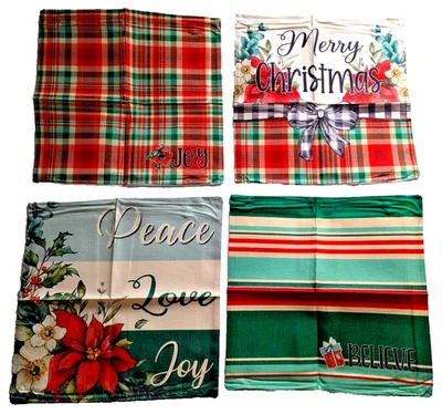 Christmas Holiday Throw Pillow Covers Set Of 4 Decor NEW Slip Case - Image 1 of 4