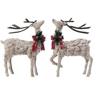 Resin Holiday Figurine Decorative Christmas Deer Tabletop Statue Decor, 2 Pack - Picture 1 of 9