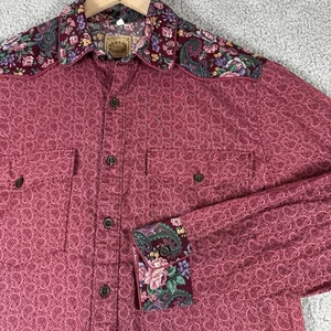 Wah Maker Bluse Hemd Vintage Old West Frontier Victorian Floral Sleeve Medium Rot - Bild 1 von 6