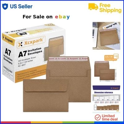 Printable A7 Envelopes Bulk 120GSM Brown Kraft Self Seal 100 Pack - Image 1 of 4