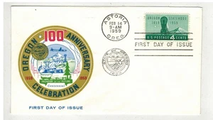 1959 OREGON STATEHOOD 1124-29 OREGON STAMP SOCIETY 1ST CACHET ASTORIA - Picture 1 of 1