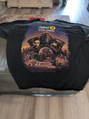 Camiseta negra pequeña Fallout Game Steel Dawn ropa de botín exclusiva Bethesda Foto 1 de 3