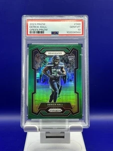 2023 Panini Prizm #388 Derek Hall SEAHAWKS ROOKIE GREEN PRIZM PSA 10 POP 1 - Foto 1 di 3