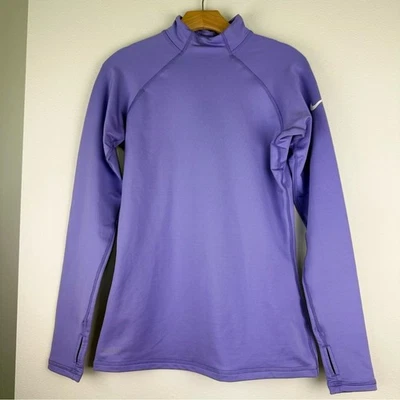 Nike Pro púrpura cuello falso suave forrado de vellón manga larga correr gimnasio para mujer mediano Foto 1 de 4