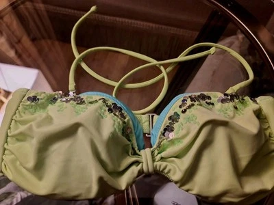 Victoria's Secret Y2K Green bikini TOP  sequin Large - Image 1 of 4