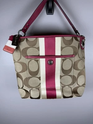 Y2K тренер жаккардовый розовый бежевый Hamptons выходные сумка сумка молнии повесить ярлык молнии - Изображение 1 из 4