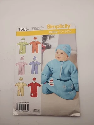Simplicity 1565 Easy-To-Sew Bunting, Romper & Hats (5 Styles) Pattern Baby XXS-S - Image 1 of 2