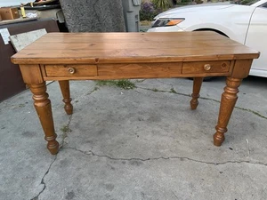 Drexel Furniture Farmhouse Style Pine Wood Rustic Desk Table - Picture 1 of 20