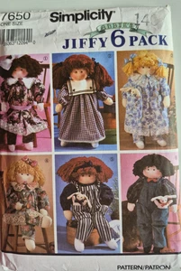 SIMPLICITY PATTERN 7650  22" DOLLS TO MAKE & CLOTHES PARTIALLY CUT  VINTAGE 1991 - Picture 1 of 2