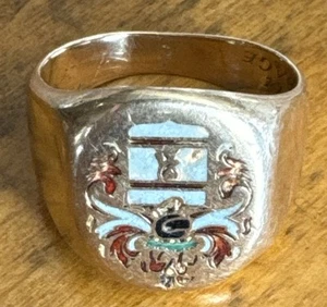Vintage Tiffany & Co. 14k Enameled Family Crest Signet Ring Size 8.5 - Picture 1 of 4